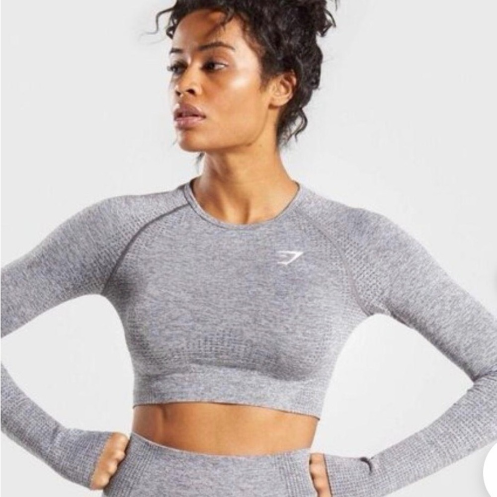 Gymshark Heather Gray Long Sleeve Crop Top